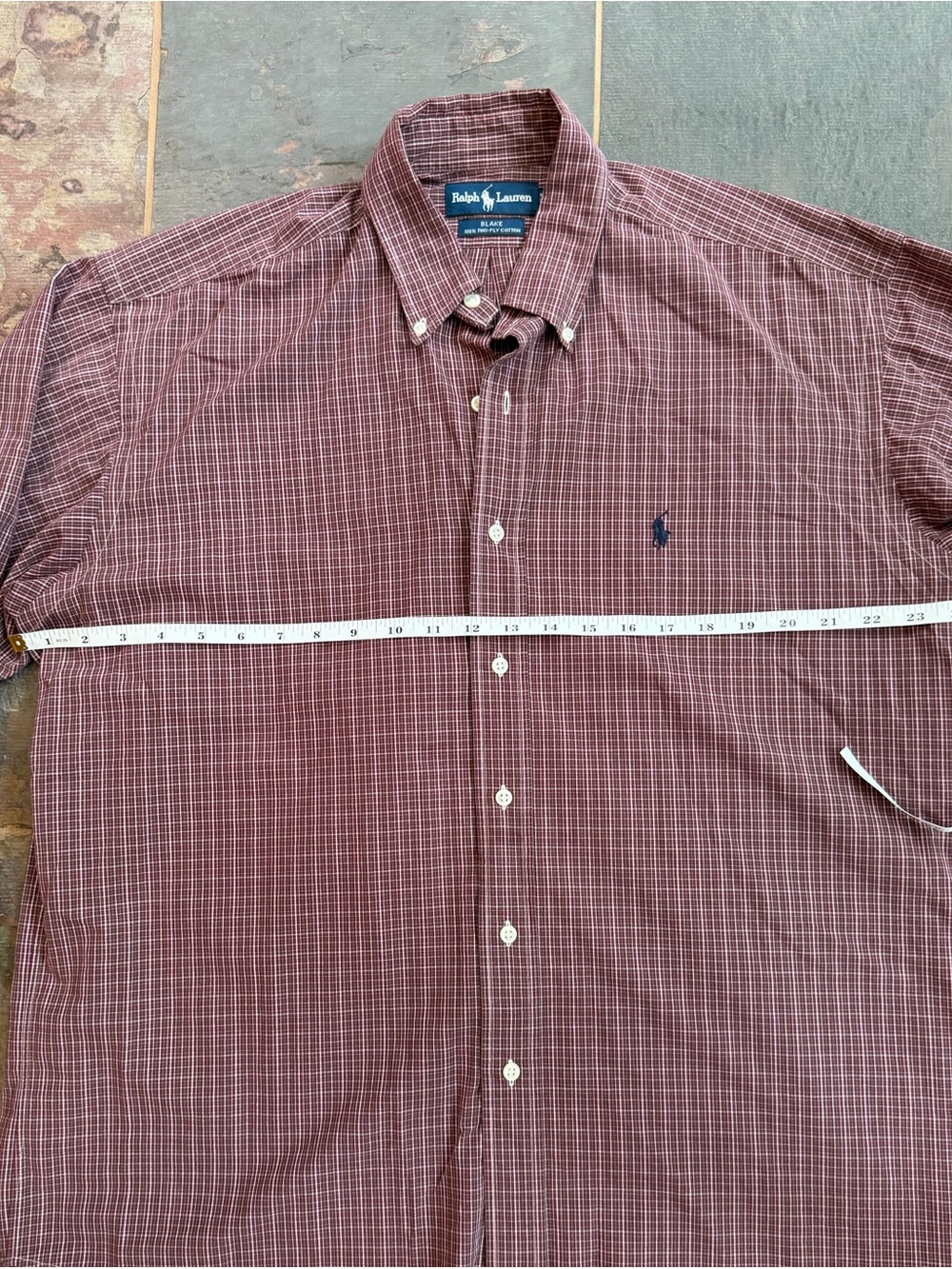 Ralph Lauren Men's Button-Down Shirt - Burgundy Plaid- L - Picture 3 of 5